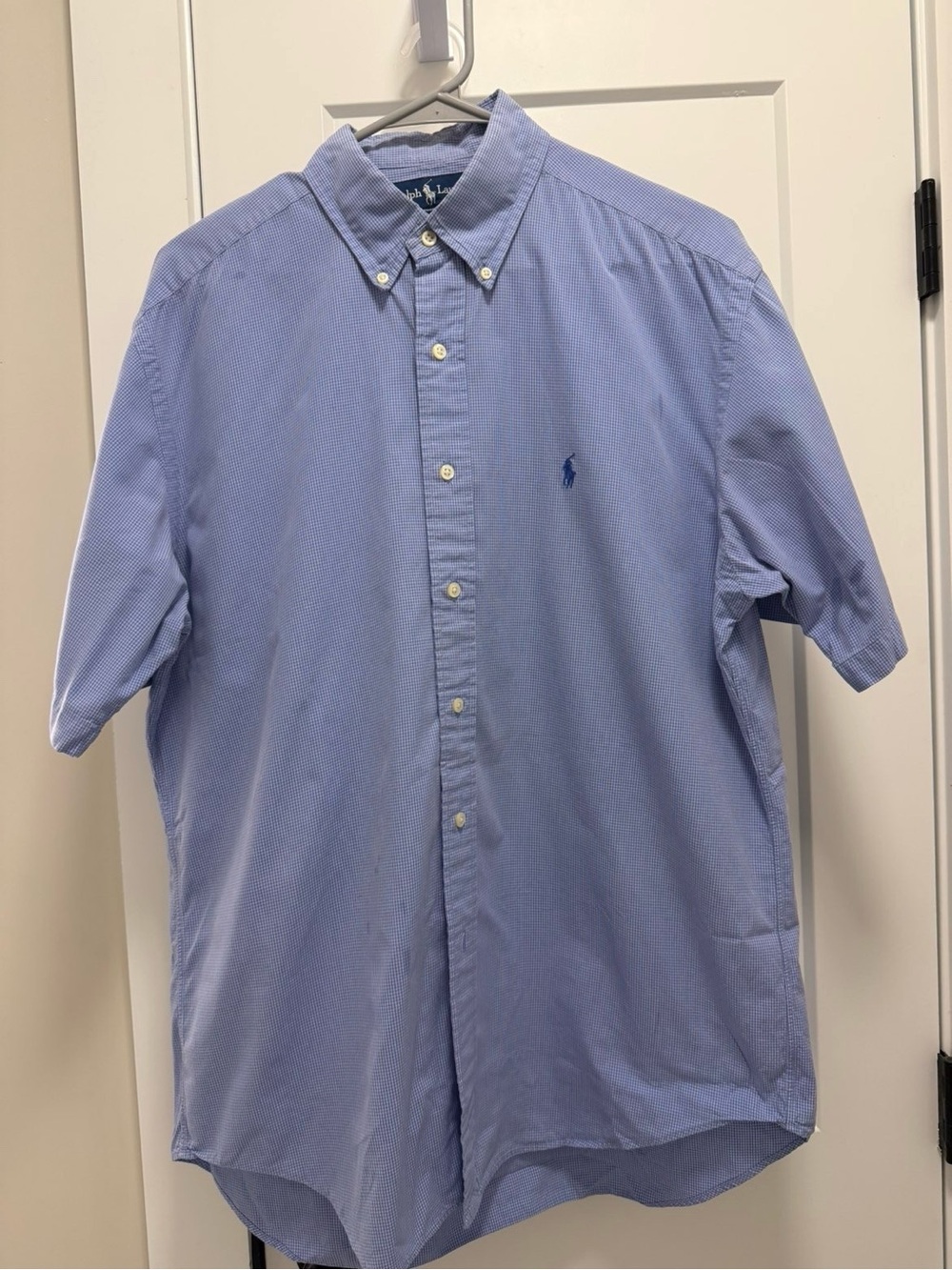 Ralph Lauren Light Blue Short-Sleeve Button-Down Shirt with Embroidered Pony